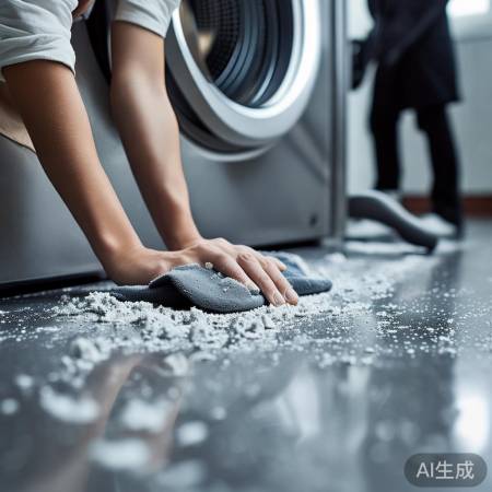 清洁洗衣机底部，保电光亮。