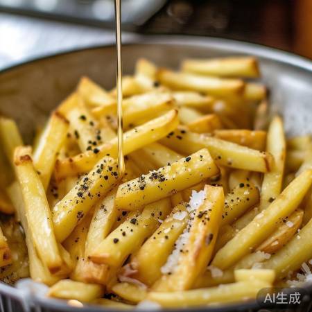 薯条裹调料,美味炸薯条