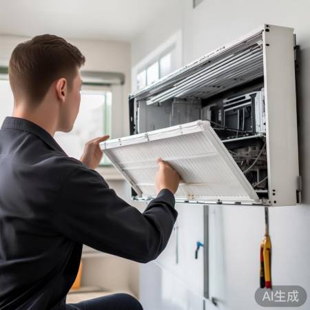 更换空调滤芯,拧紧固定螺丝。