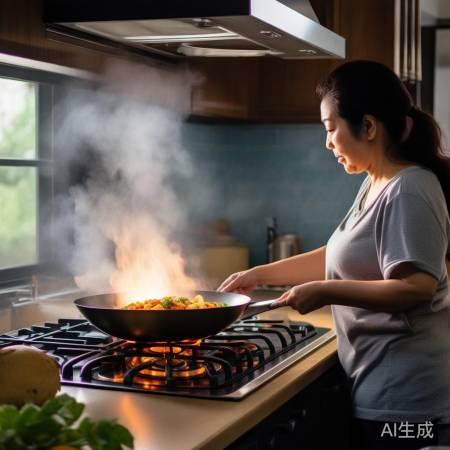 “大火炒熟食材,小火炖煮,油烟