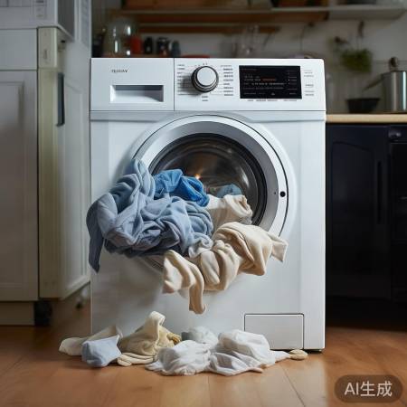 洗衣机晃动:衣物分布不均,重心