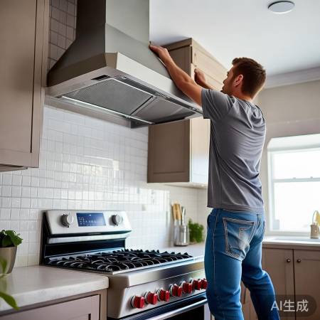 油烟机炉灶上方,安装牢固防意外
