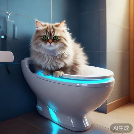 “猫咪爱用智能马桶,清洁又除味