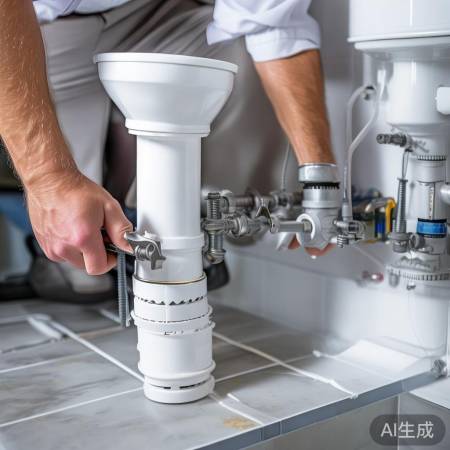 马桶排污管连接,螺丝固定防漏水