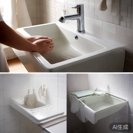 “洗手盆旁洗衣,一应俱全防滑垫