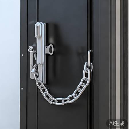 “指纹锁外装防盗链,防撬无忧。