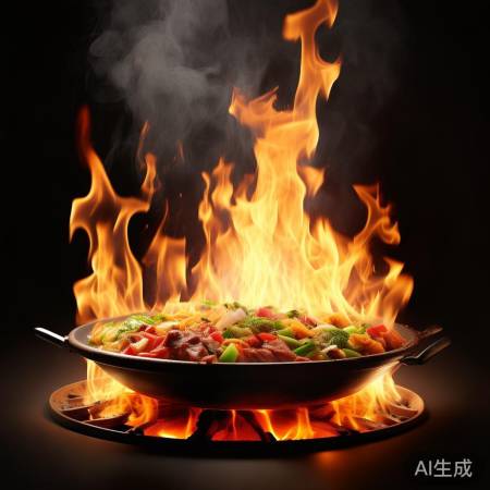 环绕火烹饪美味佳肴
