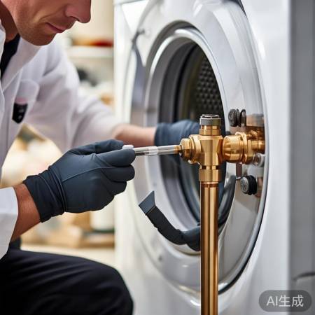 安装新水管，连接洗衣机接口。