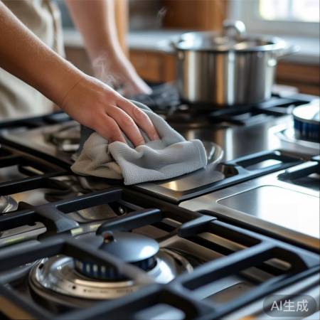 灶头清洁,火孔无杂。