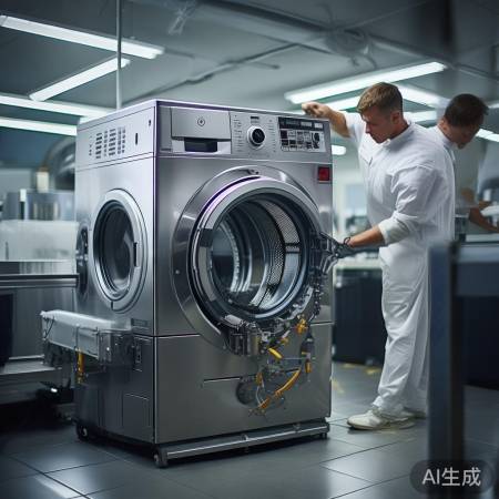 洗衣机清洗后,重新安装检查。