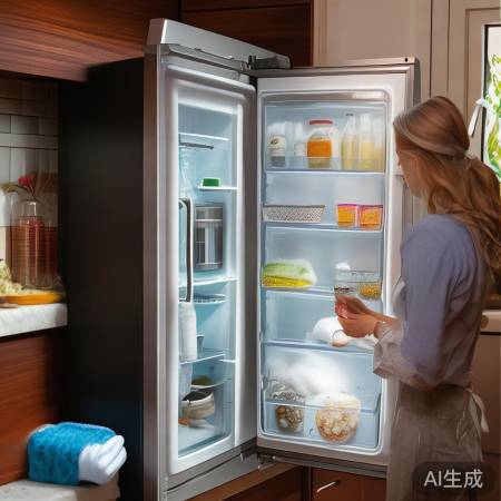 冰箱除霜，定期温水擦。