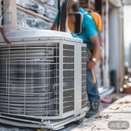 安装外机，注意散热和杂物。