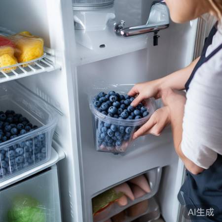 新鲜蓝莓，冰箱冷藏，定期清洁