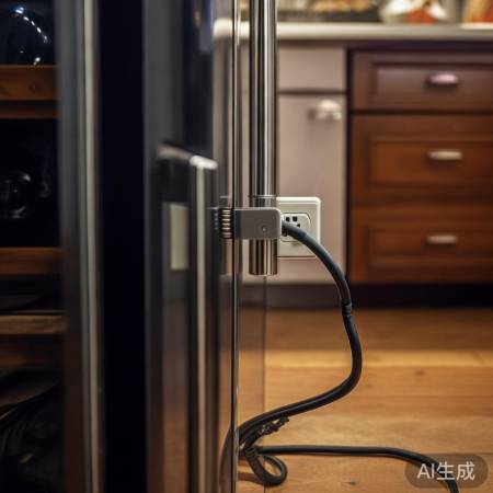 红酒柜连接电源，确保牢固