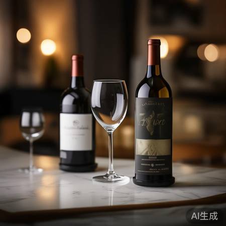 红酒瓶杯随意摆放