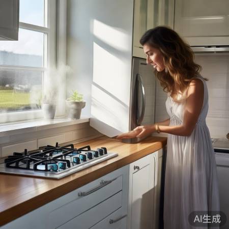 “使用燃气灶，确保通风”