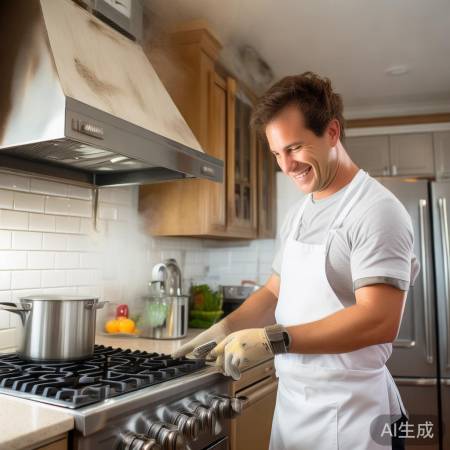 “五华师傅洗油烟机，厨房清新回