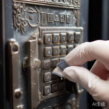 清洁保险柜按键，用酒精擦拭