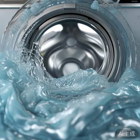 洗衣机洗涤衣物，污渍溶解中