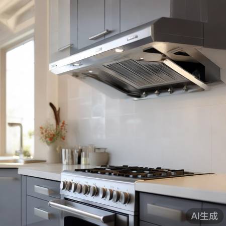 侧吸油烟机，侧边安装，与炉灶同